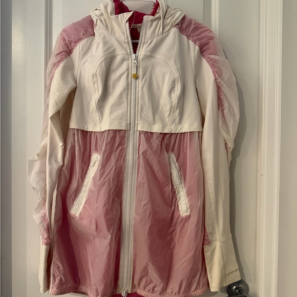 lululemon athletica Jackets & Blazers - lululemon athletica Girls' Pink and Cream Hooded Rain Jacket